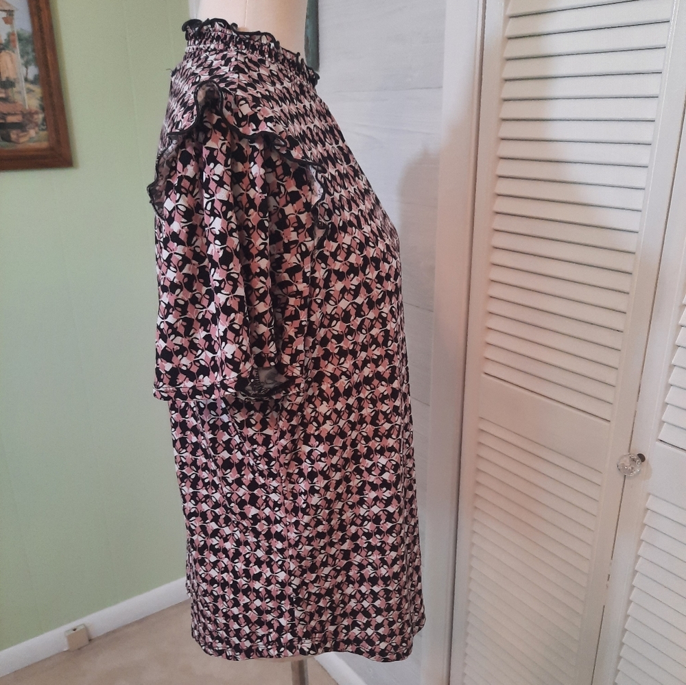 Adrienne vittadini smocked neck top blouse sz medium *2 - Picture 3 of 9